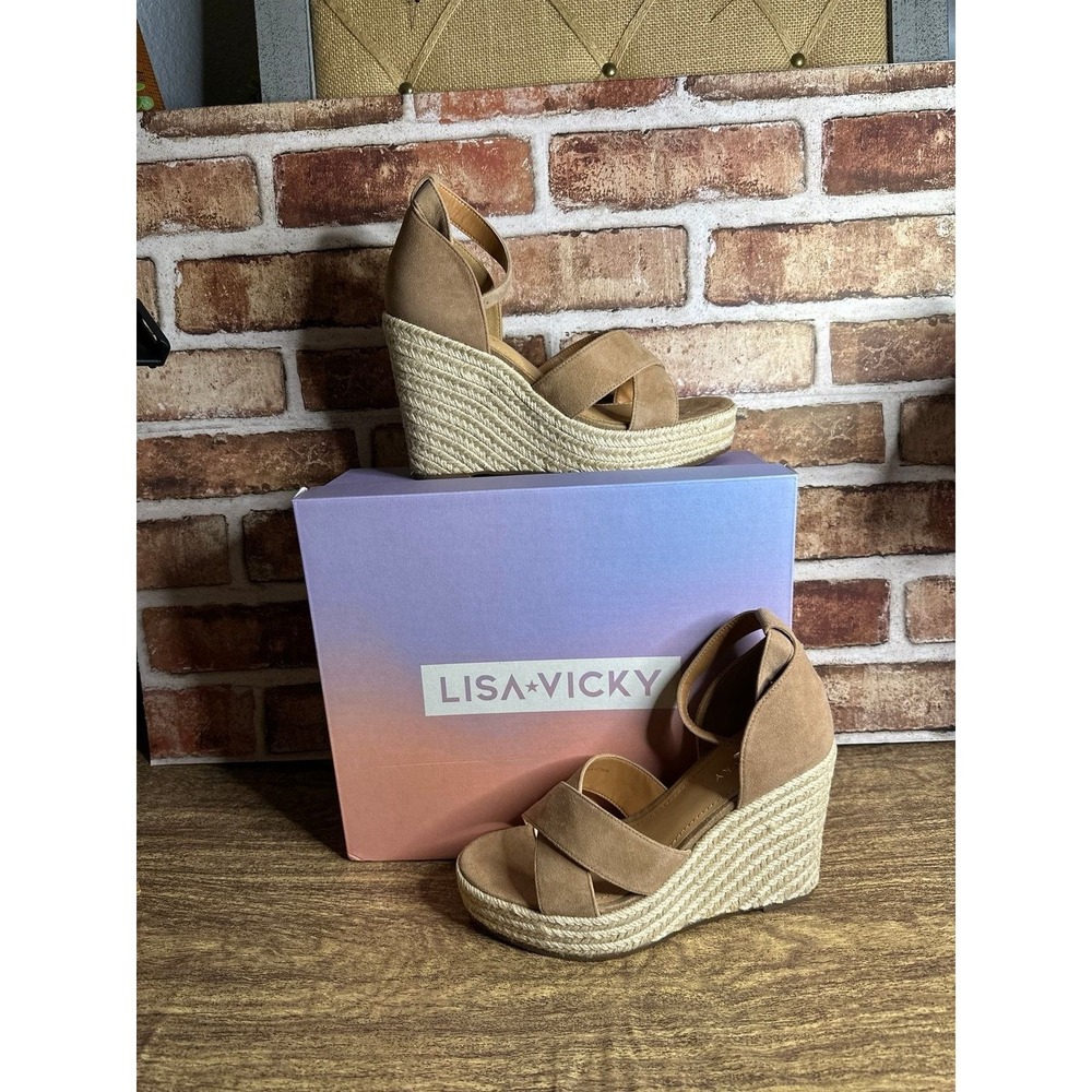 New in Box—Lisa Vicky Gemi-V Suede Espadrille Wedge Sandals Size 8 1/2